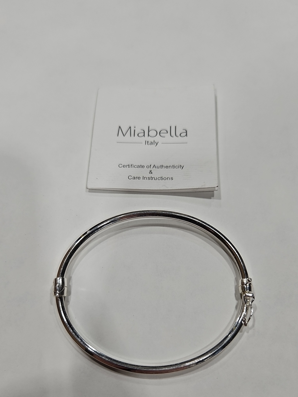 Miabella Italy Sterling Silver Hinged Bangle Bracelet